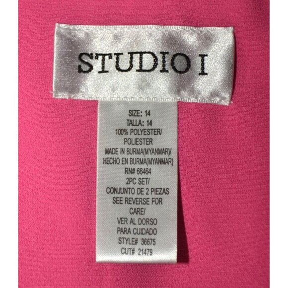 Studio 1 Ladies 2 Piece Pink Jacket & Black Dress 14 Maxi Retro Church Career - Picture 10 of 11